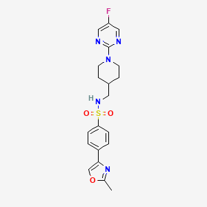 molecular formula C20H22FN5O3S B2619682 N-((1-(5-fluoropyrimidin-2-yl)piperidin-4-yl)methyl)-4-(2-methyloxazol-4-yl)benzenesulfonamide CAS No. 2034615-39-7