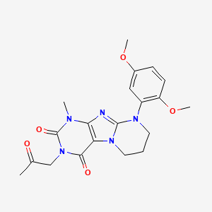molecular formula C20H23N5O5 B2619691 9-(2,5-dimethoxyphenyl)-1-methyl-3-(2-oxopropyl)-7,8-dihydro-6H-purino[7,8-a]pyrimidine-2,4-dione CAS No. 923446-80-4