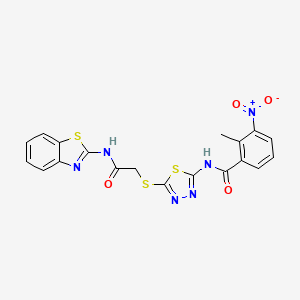 N-(5-((2-(benzo[d]thiazol-2-ylamino)-2-oxoethyl)thio)-1,3,4-thiadiazol-2-yl)-2-methyl-3-nitrobenzamide