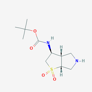 molecular formula C11H20N2O4S B2619700 (3S,3abeta,6abeta)-3beta-[(tert-Butoxycarbonyl)amino]hexahydro-2H-thieno[2,3-c]pyrrole 1,1-dioxide CAS No. 1320326-72-4