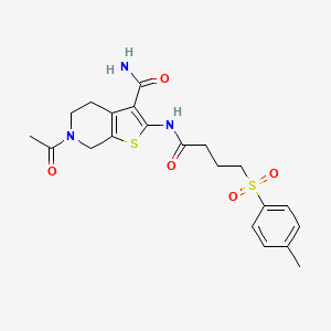 molecular formula C21H25N3O5S2 B2619710 6-Acetyl-2-(4-tosylbutanamido)-4,5,6,7-tetrahydrothieno[2,3-c]pyridine-3-carboxamide CAS No. 941878-54-2