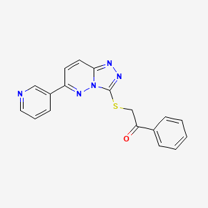 molecular formula C18H13N5OS B2619713 1-Phenyl-2-[(6-pyridin-3-yl-[1,2,4]triazolo[4,3-b]pyridazin-3-yl)sulfanyl]ethanone CAS No. 891108-68-2