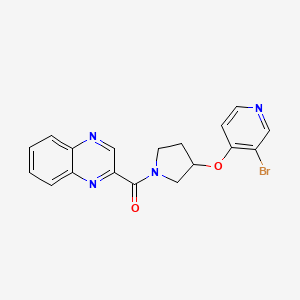 molecular formula C18H15BrN4O2 B2619719 [3-(3-Bromopyridin-4-yl)oxypyrrolidin-1-yl]-quinoxalin-2-ylmethanone CAS No. 2380083-71-4