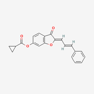 molecular formula C21H16O4 B2619746 (Z)-3-oxo-2-((E)-3-phenylallylidene)-2,3-dihydrobenzofuran-6-yl cyclopropanecarboxylate CAS No. 622800-04-8