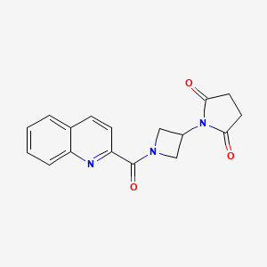 molecular formula C17H15N3O3 B2619754 1-[1-(Quinoline-2-carbonyl)azetidin-3-yl]pyrrolidine-2,5-dione CAS No. 1903139-68-3