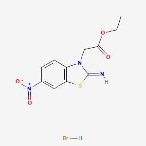 molecular formula C11H12BrN3O4S B2619757 ethyl 2-(2-imino-6-nitrobenzo[d]thiazol-3(2H)-yl)acetate hydrobromide CAS No. 1351612-15-1