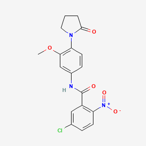 molecular formula C18H16ClN3O5 B2619764 5-chloro-N-[3-methoxy-4-(2-oxopyrrolidin-1-yl)phenyl]-2-nitrobenzamide CAS No. 941993-04-0