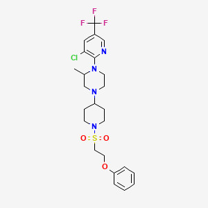 molecular formula C24H30ClF3N4O3S B2619790 1-[3-Chloro-5-(trifluoromethyl)pyridin-2-yl]-2-methyl-4-[1-(2-phenoxyethanesulfonyl)piperidin-4-yl]piperazine CAS No. 2097937-97-6