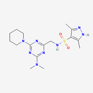N-((4-(dimethylamino)-6-(piperidin-1-yl)-1,3,5-triazin-2-yl)methyl)-3,5-dimethyl-1H-pyrazole-4-sulfonamide