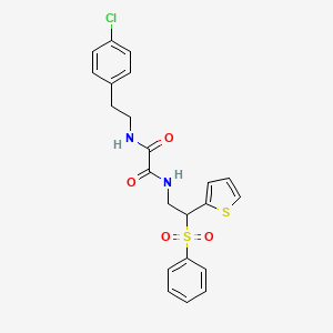 molecular formula C22H21ClN2O4S2 B2619797 N1-(4-chlorophenethyl)-N2-(2-(phenylsulfonyl)-2-(thiophen-2-yl)ethyl)oxalamide CAS No. 896333-03-2