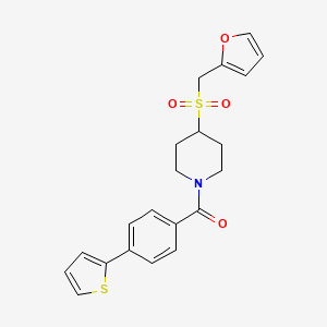 molecular formula C21H21NO4S2 B2619799 (4-((Furan-2-ylmethyl)sulfonyl)piperidin-1-yl)(4-(thiophen-2-yl)phenyl)methanone CAS No. 1448124-44-4