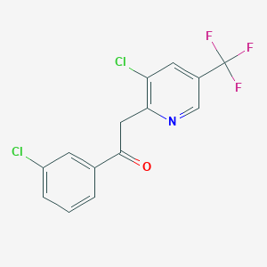 molecular formula C14H8Cl2F3NO B2619817 1-(3-Chlorophenyl)-2-[3-chloro-5-(trifluoromethyl)pyridin-2-yl]ethanone CAS No. 2061177-62-4