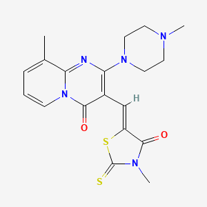 molecular formula C19H21N5O2S2 B2619822 (Z)-3-methyl-5-((9-methyl-2-(4-methylpiperazin-1-yl)-4-oxo-4H-pyrido[1,2-a]pyrimidin-3-yl)methylene)-2-thioxothiazolidin-4-one CAS No. 361996-53-4