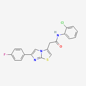 molecular formula C19H13ClFN3OS B2619865 N-(2-chlorophenyl)-2-[6-(4-fluorophenyl)imidazo[2,1-b][1,3]thiazol-3-yl]acetamide CAS No. 897464-44-7