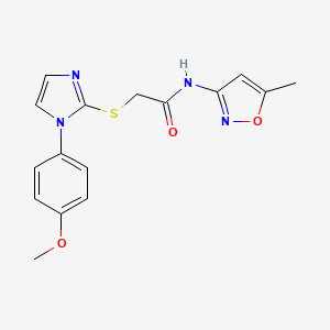 molecular formula C16H16N4O3S B2619867 2-((1-(4-methoxyphenyl)-1H-imidazol-2-yl)thio)-N-(5-methylisoxazol-3-yl)acetamide CAS No. 851132-60-0