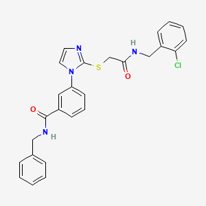 molecular formula C26H23ClN4O2S B2619878 N-benzyl-3-(2-((2-((2-chlorobenzyl)amino)-2-oxoethyl)thio)-1H-imidazol-1-yl)benzamide CAS No. 1115439-87-6