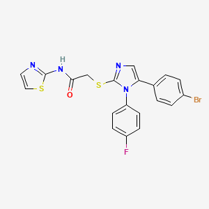 molecular formula C20H14BrFN4OS2 B2619880 2-((5-(4-bromophenyl)-1-(4-fluorophenyl)-1H-imidazol-2-yl)thio)-N-(thiazol-2-yl)acetamide CAS No. 1207035-46-8