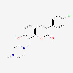 molecular formula C21H21ClN2O3 B2619885 3-(4-chlorophenyl)-7-hydroxy-8-[(4-methylpiperazin-1-yl)methyl]-2H-chromen-2-one CAS No. 827002-89-1