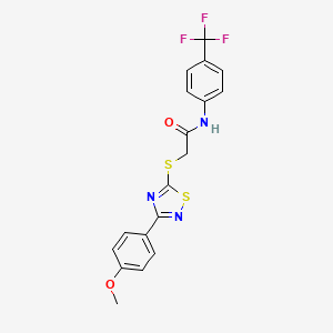 molecular formula C18H14F3N3O2S2 B2619896 2-((3-(4-methoxyphenyl)-1,2,4-thiadiazol-5-yl)thio)-N-(4-(trifluoromethyl)phenyl)acetamide CAS No. 864922-45-2