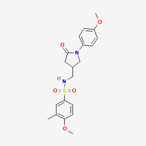 molecular formula C20H24N2O5S B2619911 4-methoxy-N-((1-(4-methoxyphenyl)-5-oxopyrrolidin-3-yl)methyl)-3-methylbenzenesulfonamide CAS No. 946351-54-8