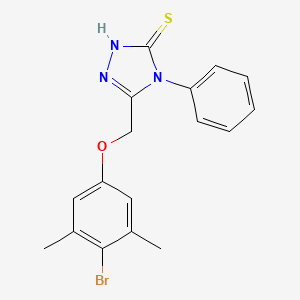 molecular formula C17H16BrN3OS B2619920 3-[(4-bromo-3,5-dimethylphenoxy)methyl]-4-phenyl-1H-1,2,4-triazole-5-thione CAS No. 1024449-07-7