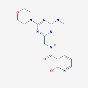 molecular formula C17H23N7O3 B2619936 N-((4-(dimethylamino)-6-morpholino-1,3,5-triazin-2-yl)methyl)-2-methoxynicotinamide CAS No. 2034409-13-5