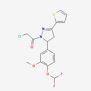 molecular formula C17H15ClF2N2O3S B2619942 1-(chloroacetyl)-5-[4-(difluoromethoxy)-3-methoxyphenyl]-3-thien-2-yl-4,5-dihydro-1H-pyrazole CAS No. 731826-82-7