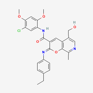 molecular formula C27H26ClN3O5 B2619948 (2Z)-N-(5-chloro-2,4-dimethoxyphenyl)-2-[(4-ethylphenyl)imino]-5-(hydroxymethyl)-8-methyl-2H-pyrano[2,3-c]pyridine-3-carboxamide CAS No. 866349-10-2