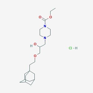 molecular formula C22H39ClN2O4 B2619952 Ethyl 4-{3-[2-(1-adamantyl)ethoxy]-2-hydroxypropyl}-1-piperazinecarboxylate hydrochloride CAS No. 474255-32-8