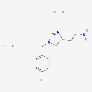 molecular formula C12H16Cl3N3 B2619954 2-(1-(4-Chlorobenzyl)-1H-imidazol-4-yl)ethan-1-amine dihydrochloride CAS No. 2172531-39-2