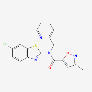 molecular formula C18H13ClN4O2S B2619956 N-(6-chlorobenzo[d]thiazol-2-yl)-3-methyl-N-(pyridin-2-ylmethyl)isoxazole-5-carboxamide CAS No. 946228-43-9