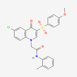 molecular formula C25H21ClN2O5S B2619960 2-[6-chloro-3-(4-methoxyphenyl)sulfonyl-4-oxoquinolin-1-yl]-N-(2-methylphenyl)acetamide CAS No. 872196-46-8