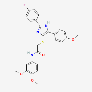 N-(3,4-dimethoxyphenyl)-2-{[2-(4-fluorophenyl)-5-(4-methoxyphenyl)-1H-imidazol-4-yl]sulfanyl}acetamide
