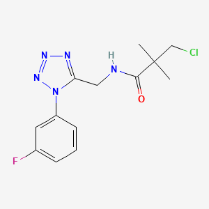 molecular formula C13H15ClFN5O B2619978 3-chloro-N-((1-(3-fluorophenyl)-1H-tetrazol-5-yl)methyl)-2,2-dimethylpropanamide CAS No. 921075-57-2