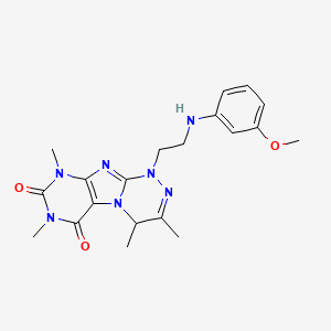 molecular formula C20H25N7O3 B2620001 1-(2-((3-methoxyphenyl)amino)ethyl)-3,4,7,9-tetramethyl-7,9-dihydro-[1,2,4]triazino[3,4-f]purine-6,8(1H,4H)-dione CAS No. 923217-93-0