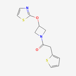 molecular formula C12H12N2O2S2 B2620005 1-(3-(Thiazol-2-yloxy)azetidin-1-yl)-2-(thiophen-2-yl)ethanone CAS No. 1705326-20-0