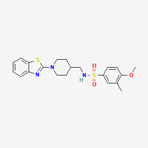 molecular formula C21H25N3O3S2 B2620007 N-((1-(benzo[d]thiazol-2-yl)piperidin-4-yl)methyl)-4-methoxy-3-methylbenzenesulfonamide CAS No. 1797852-38-0