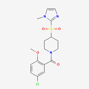 molecular formula C17H20ClN3O4S B2620015 (5-chloro-2-methoxyphenyl)(4-((1-methyl-1H-imidazol-2-yl)sulfonyl)piperidin-1-yl)methanone CAS No. 2379977-52-1