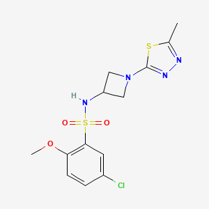 molecular formula C13H15ClN4O3S2 B2620022 5-Chloro-2-methoxy-N-[1-(5-methyl-1,3,4-thiadiazol-2-yl)azetidin-3-yl]benzenesulfonamide CAS No. 2415562-73-9