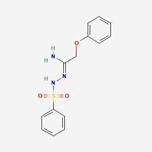 molecular formula C14H15N3O3S B2620024 N'-(2-phenoxyethanimidoyl)benzenesulfonohydrazide CAS No. 321430-73-3