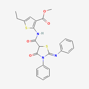 (E)-methyl 5-ethyl-2-(4-oxo-3-phenyl-2-(phenylimino)thiazolidine-5-carboxamido)thiophene-3-carboxylate