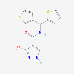 molecular formula C15H15N3O2S2 B2620031 3-methoxy-1-methyl-N-(thiophen-2-yl(thiophen-3-yl)methyl)-1H-pyrazole-4-carboxamide CAS No. 2034381-64-9