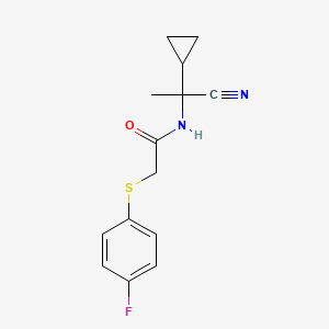 molecular formula C14H15FN2OS B2620034 N-(1-cyano-1-cyclopropylethyl)-2-[(4-fluorophenyl)sulfanyl]acetamide CAS No. 1008019-36-0