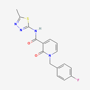 molecular formula C16H13FN4O2S B2620040 1-(4-fluorobenzyl)-N-(5-methyl-1,3,4-thiadiazol-2-yl)-2-oxo-1,2-dihydropyridine-3-carboxamide CAS No. 899947-71-8