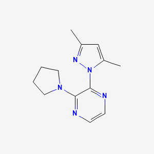 molecular formula C13H17N5 B2620042 2-(3,5-dimethyl-1H-pyrazol-1-yl)-3-(pyrrolidin-1-yl)pyrazine CAS No. 2415454-57-6