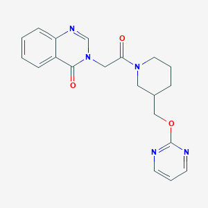 molecular formula C20H21N5O3 B2620048 3-[2-Oxo-2-[3-(pyrimidin-2-yloxymethyl)piperidin-1-yl]ethyl]quinazolin-4-one CAS No. 2379985-52-9