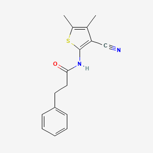 molecular formula C16H16N2OS B2620050 N-(3-cyano-4,5-dimethylthiophen-2-yl)-3-phenylpropanamide CAS No. 329219-39-8