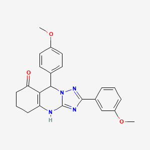 molecular formula C23H22N4O3 B2620052 2-(3-methoxyphenyl)-9-(4-methoxyphenyl)-5,6,7,9-tetrahydro-[1,2,4]triazolo[5,1-b]quinazolin-8(4H)-one CAS No. 539841-67-3