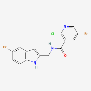 molecular formula C15H10Br2ClN3O B2620054 5-bromo-N-[(5-bromo-1H-indol-2-yl)methyl]-2-chloropyridine-3-carboxamide CAS No. 1788668-11-0