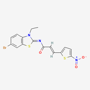 molecular formula C16H12BrN3O3S2 B2620058 (2E,NE)-N-(6-bromo-3-ethylbenzo[d]thiazol-2(3H)-ylidene)-3-(5-nitrothiophen-2-yl)acrylamide CAS No. 865544-52-1